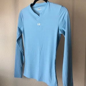 Under Armour lt blue long sleeve spandex top sz Md
